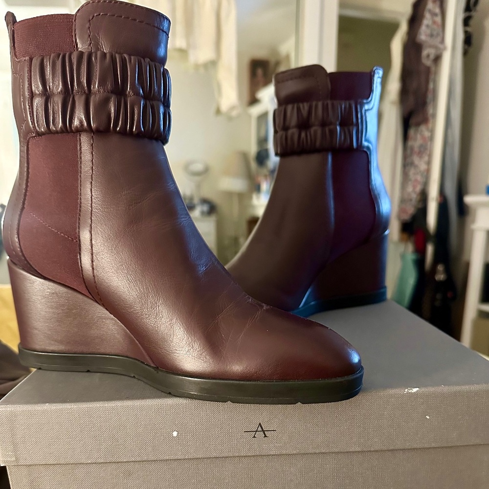 Aquatalia Jewel Nappa Leather Wedge Booties